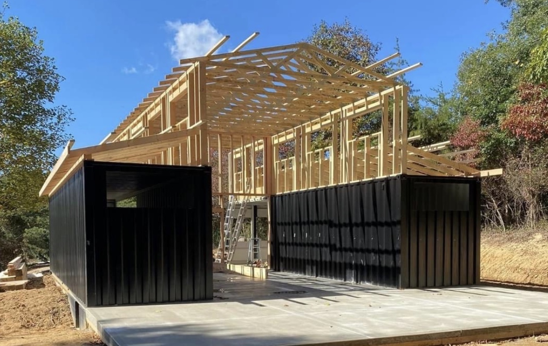 Container home under construction