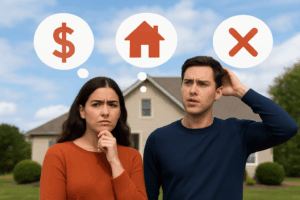 two person thinking - home buying mistakes, homebuyer tips