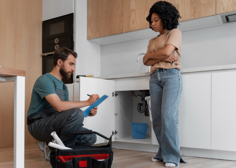 Owner and the repair man discussing - new homeowner checklist